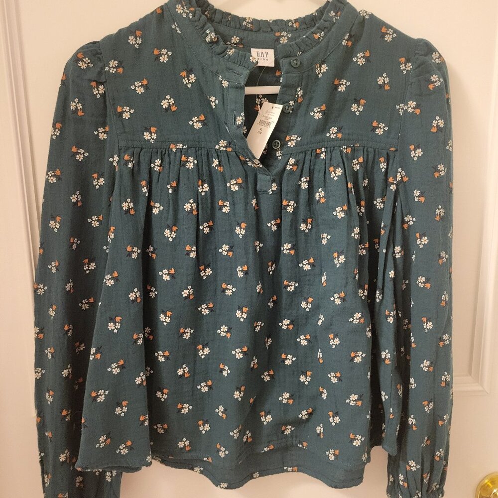 NWT Gap Girl's size XL green henley top